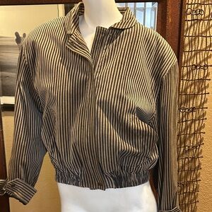 Fendi Black and Tan Striped Bomber Jacket